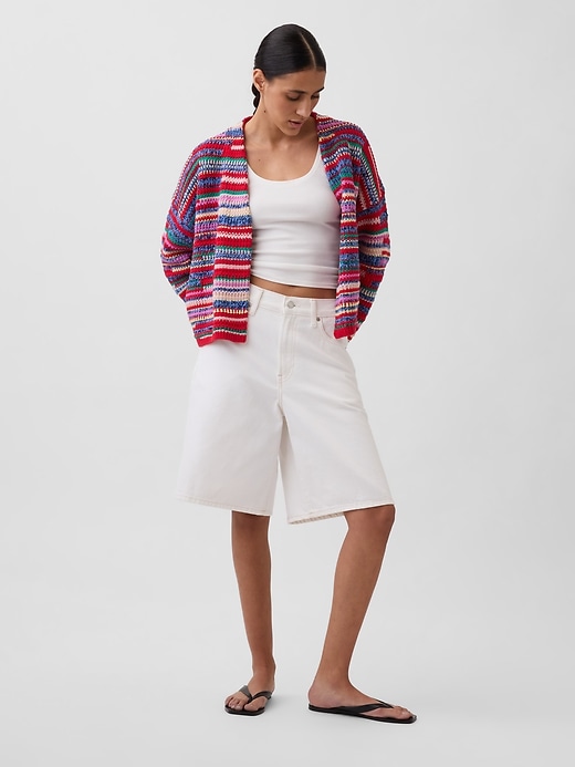 Image number 2 showing, Oversized Open-Front Stripe Cardigan Sweater