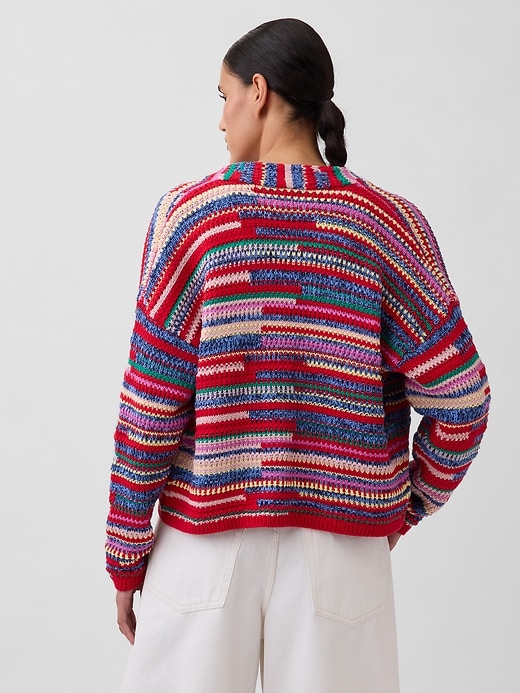 Image number 3 showing, Oversized Open-Front Stripe Cardigan Sweater