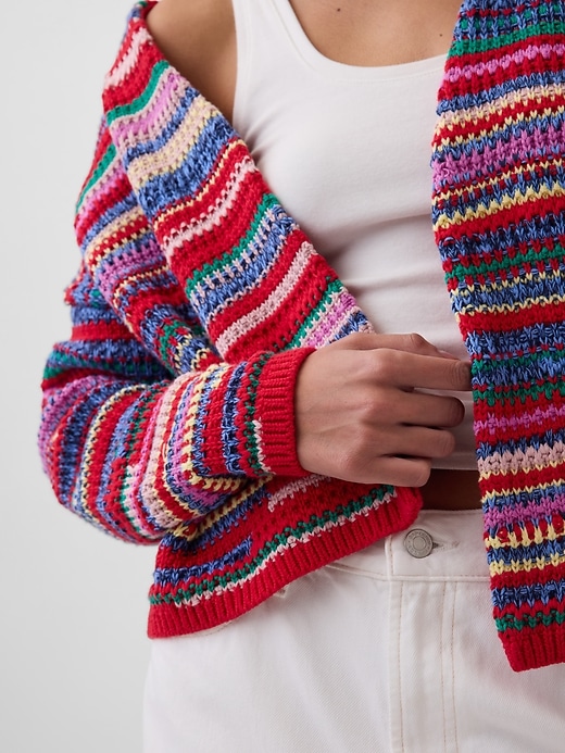 Image number 4 showing, Oversized Open-Front Stripe Cardigan Sweater