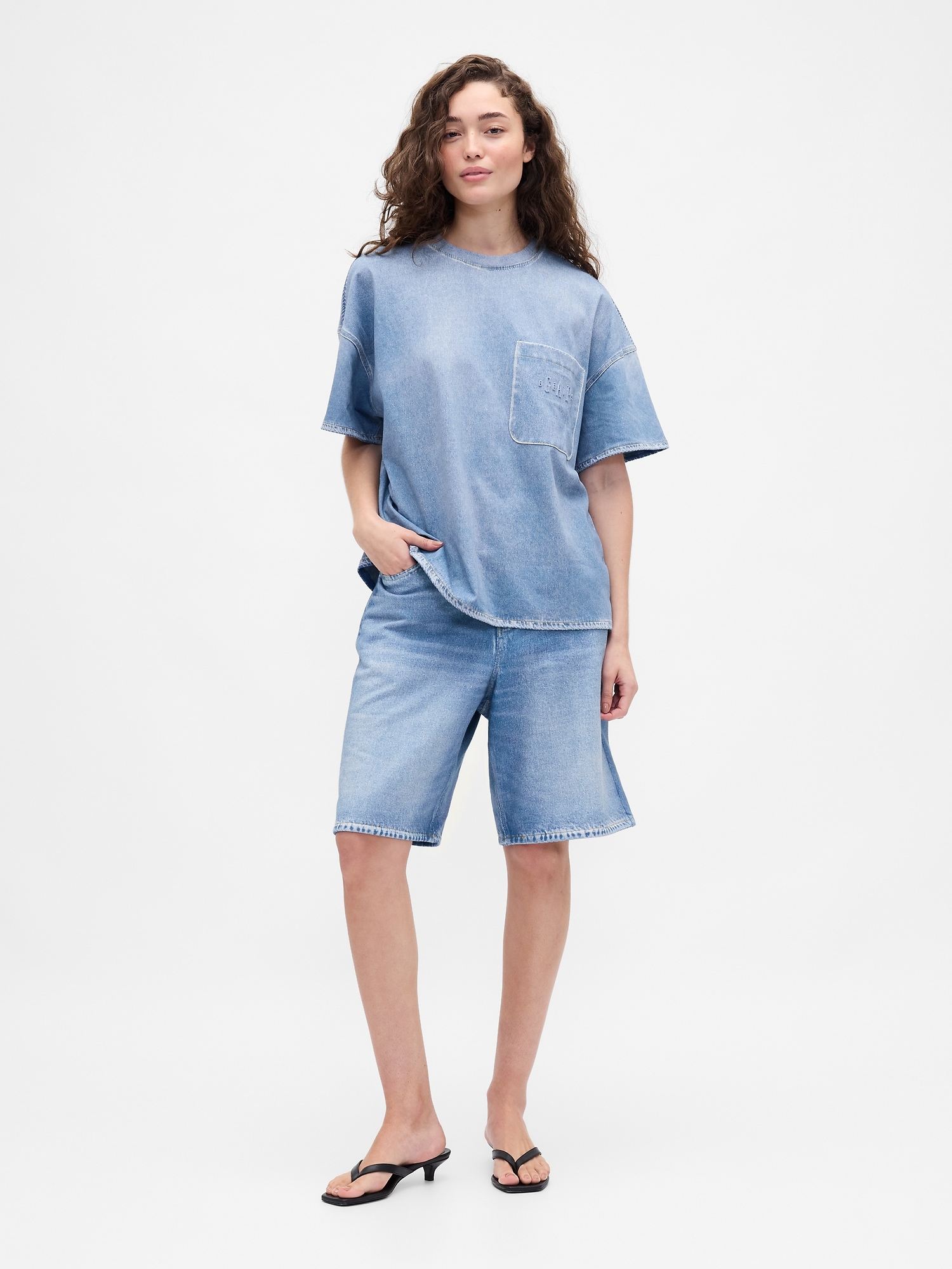 T-shirt à poche en tricot de denim x BÉIS