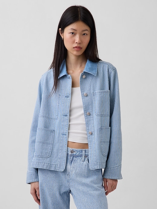 Image number 1 showing, Denim Stripe Chore Jacket