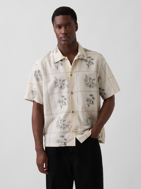 Linen-Cotton Relaxed Straight-Hem Shirt