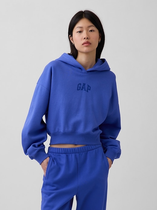 Image number 1 showing, VintageSoft Oversized Crop Logo Hoodie