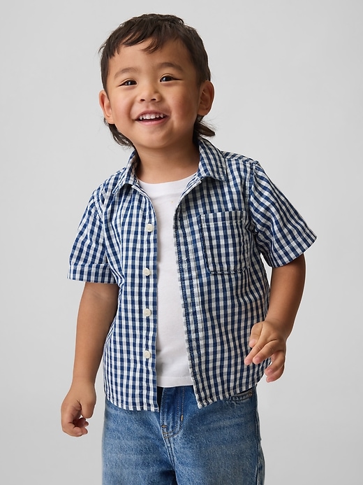 L'image numéro 1 présente Chemise ample en denim à motif guingan pour Bébé et Tout-petit