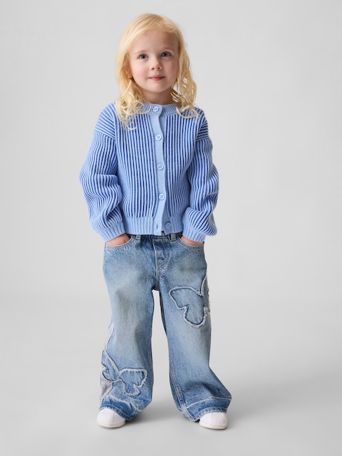 Baby & Toddler Butterfly Pull-On Baggy Jeans