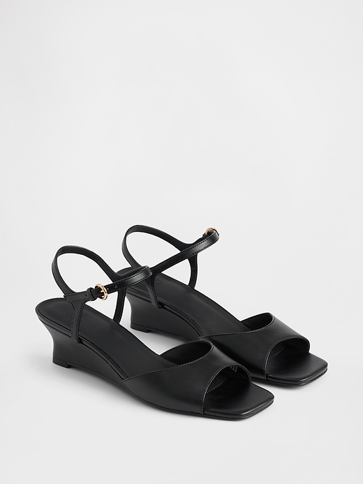 Image number 2 showing, Vegan Leather Wedge Sandals