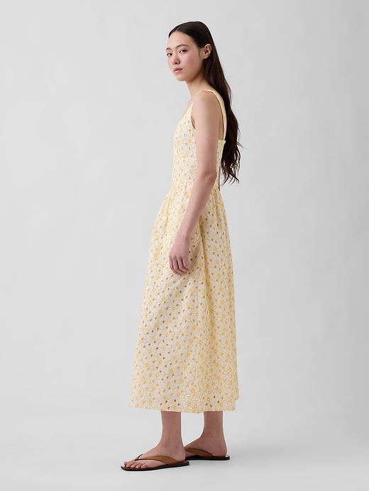 Image number 3 showing, Eyelet Seamed Drop-Waist Maxi Dress