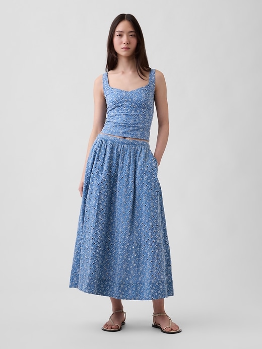 Image number 1 showing, High Rise Eyelet Maxi Skirt