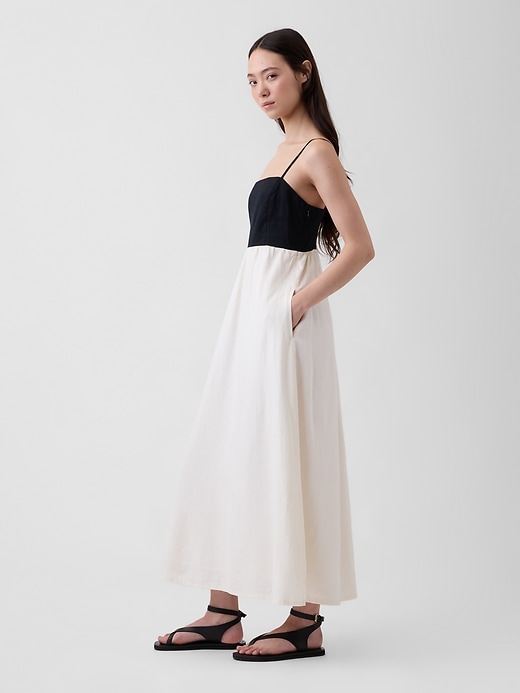 Image number 3 showing, Linen-Blend Empire Waist Maxi Dress