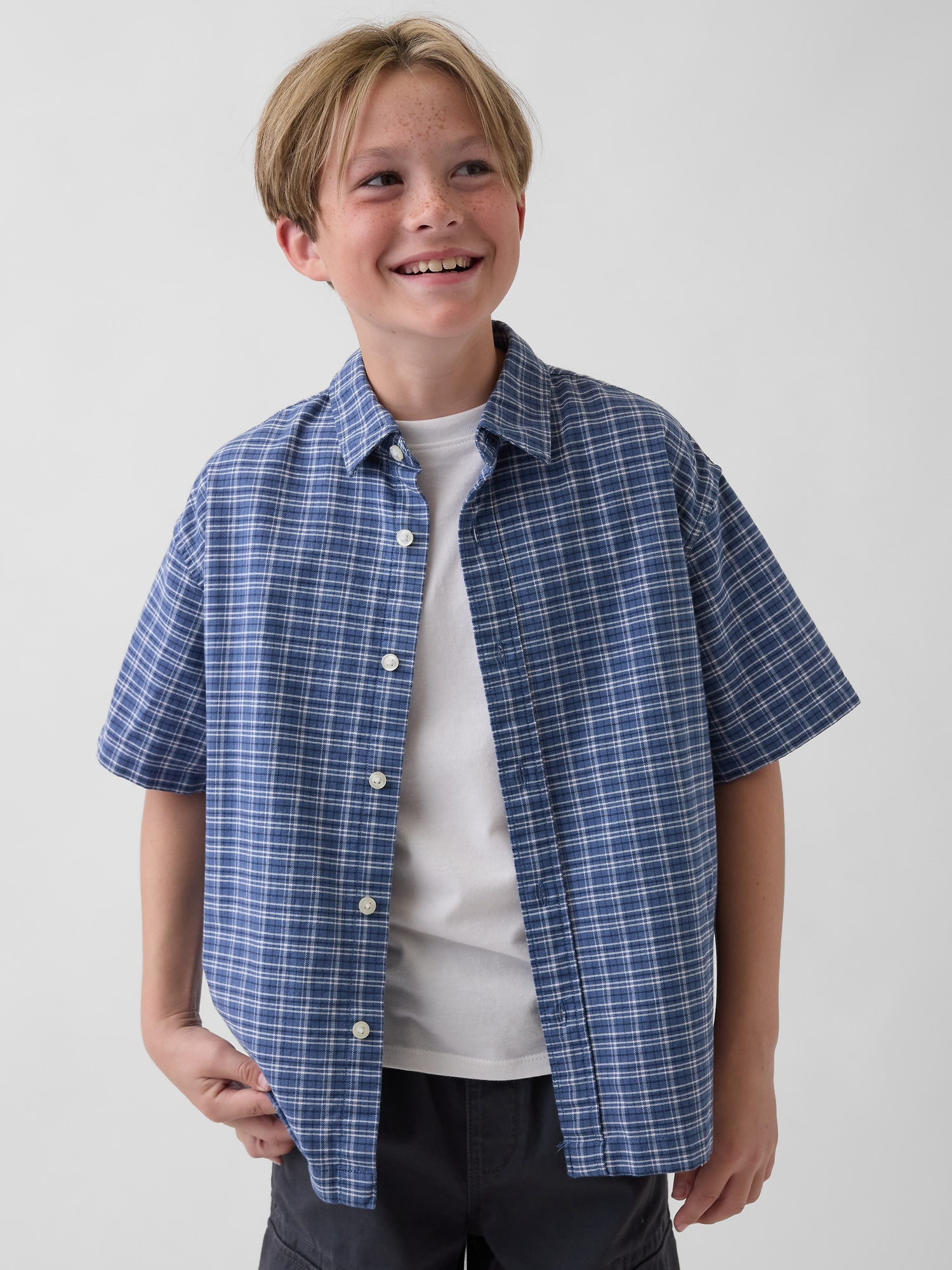Kids Relaxed Plaid Oxford Shirt