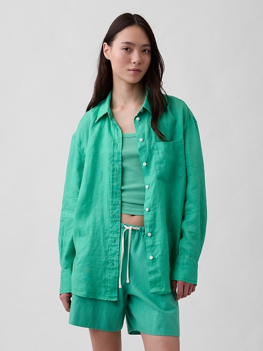 Image number 1 showing, 100% Linen Oversized Shirt