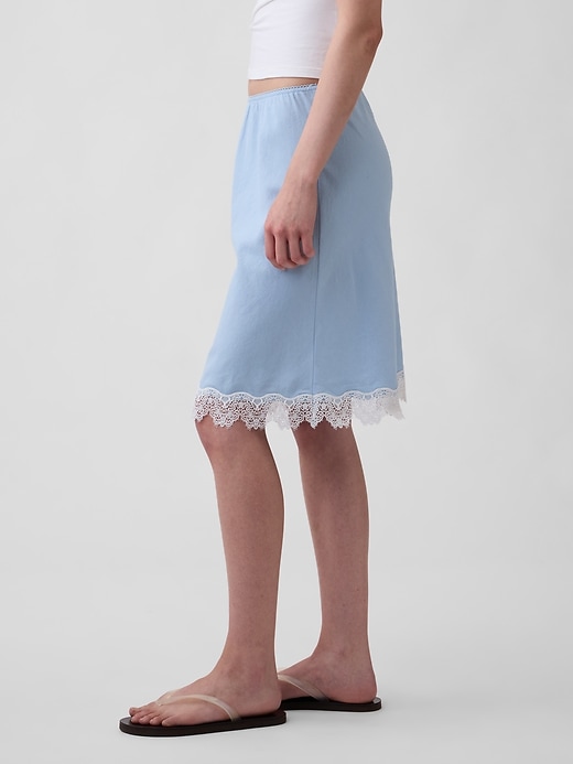 Image number 3 showing, Linen-Blend Lace-Trim Skirt