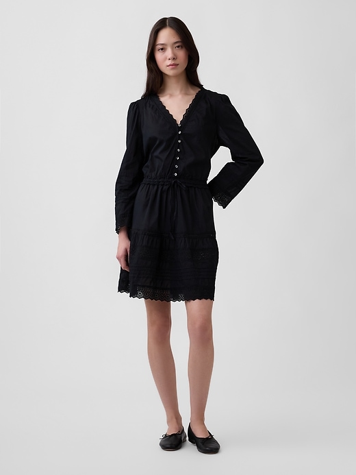 Image number 1 showing, Lace-Trim Mini Dress