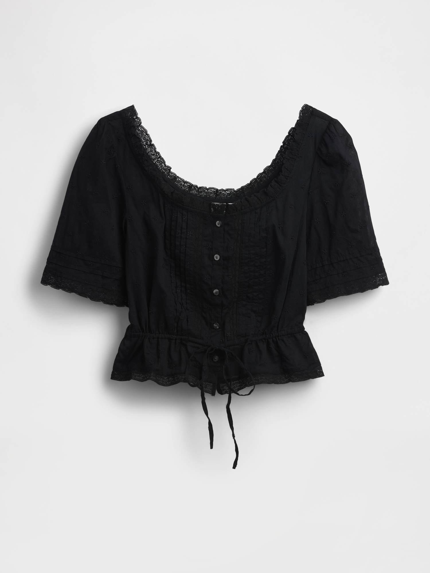 Lace-Trim Peplum Top | Gap