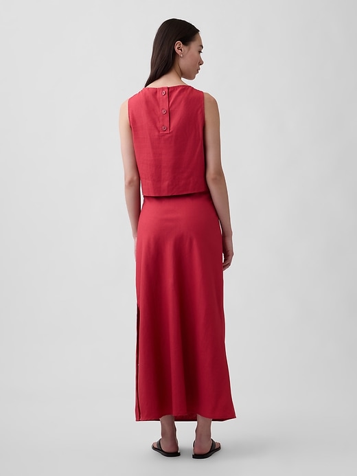 Image number 2 showing, Linen-Blend Maxi Slip Skirt