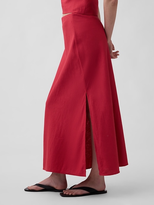 Image number 3 showing, Linen-Blend Maxi Slip Skirt