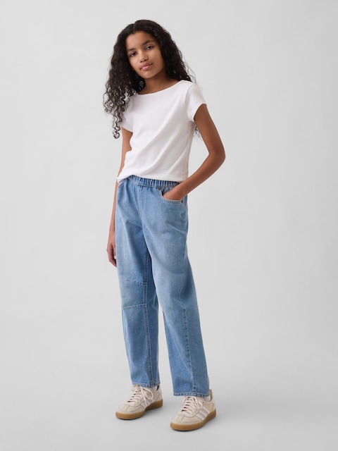 JEAN COUPE BARIL À TAILLE HAUTE POUR ENFANT