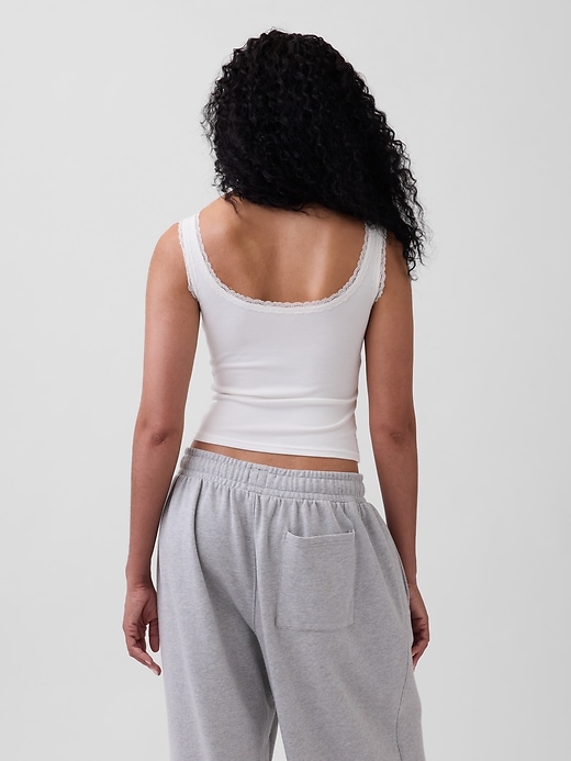 Image number 3 showing, Mini Rib Lace Henley PJ Tank Top