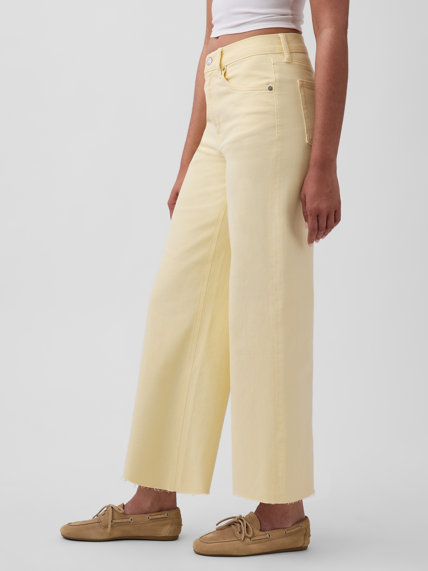 High Rise Stride Wide-Leg Ankle Jeans