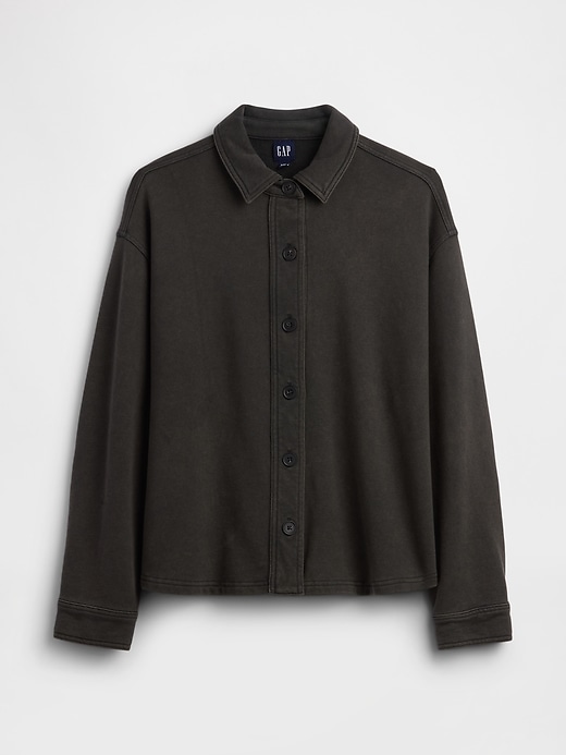 Image number 2 showing, French Terry Oversized Button-Front Shirt