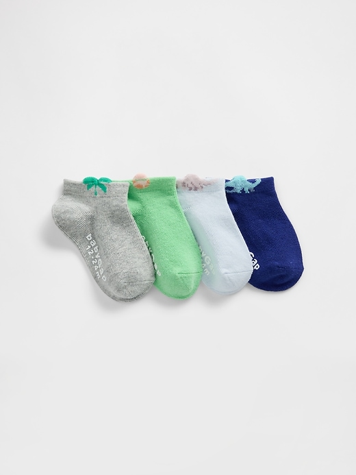 Image number 1 showing, Baby & Toddler Dino No Show Socks (4-Pack)