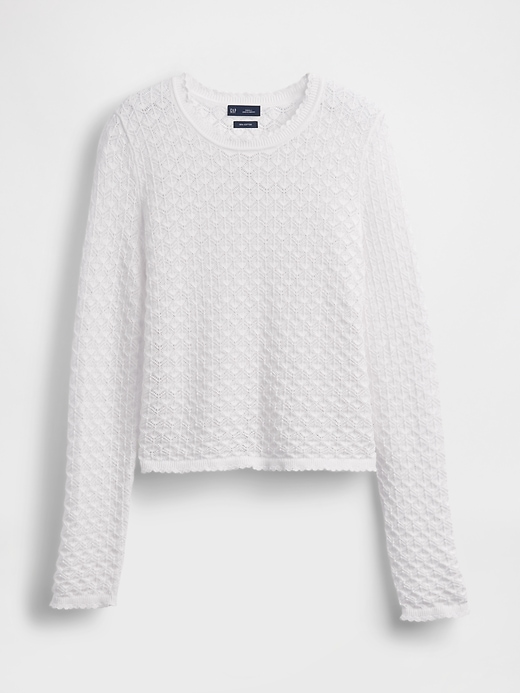 Image number 5 showing, 100% Cotton Pointelle Crop Sweater