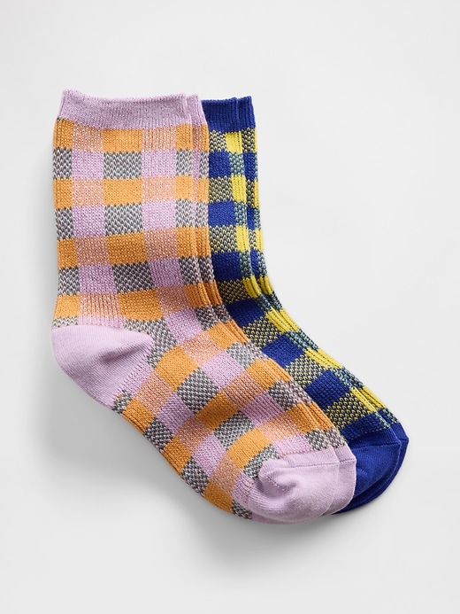 Image number 1 showing, Kids Plaid Crew Socks (2-Pack)