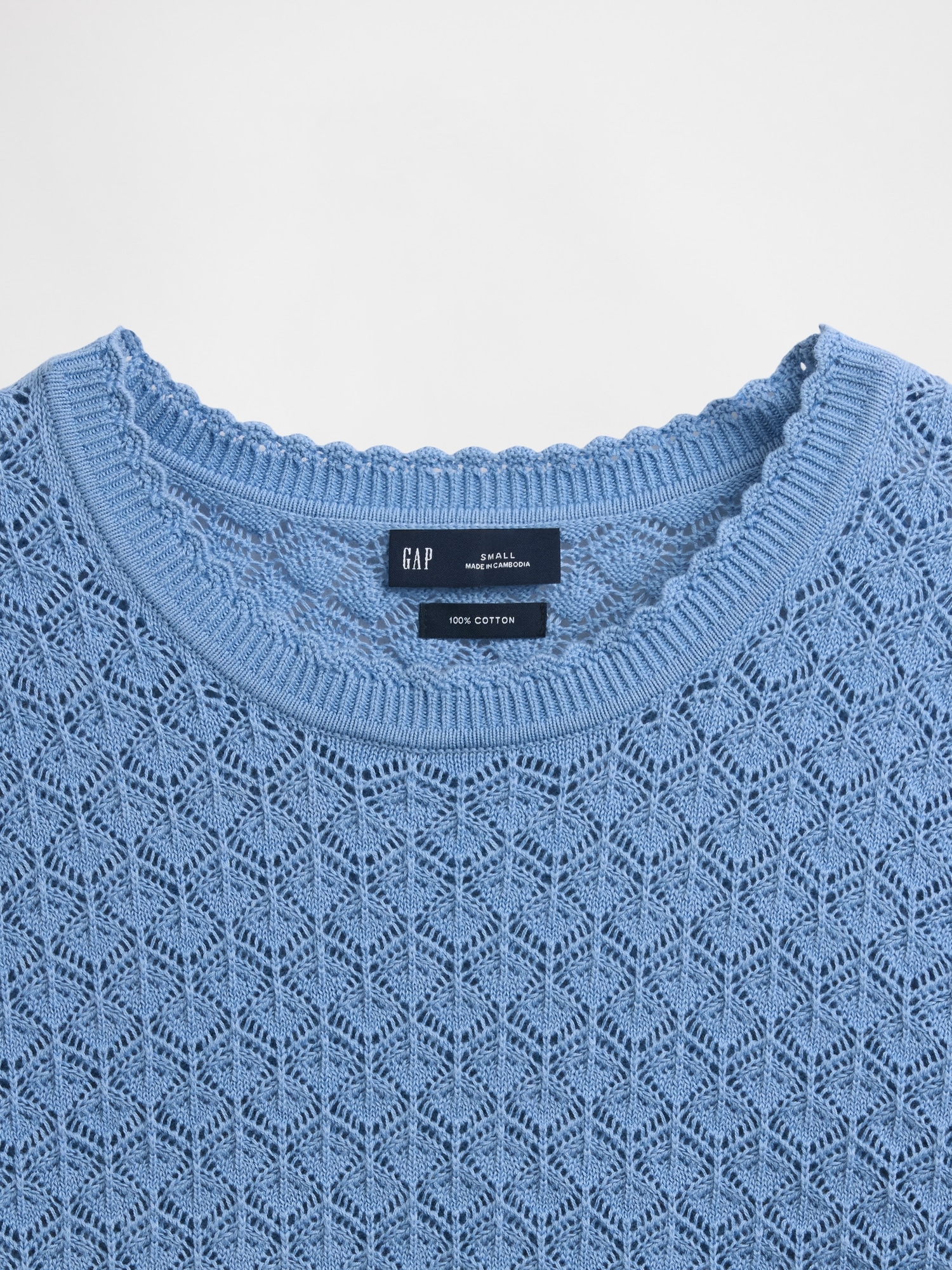 100% Cotton Pointelle Crop Sweater