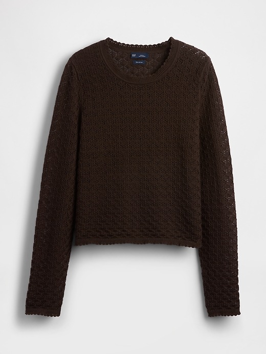 Image number 5 showing, 100% Cotton Pointelle Crop Sweater