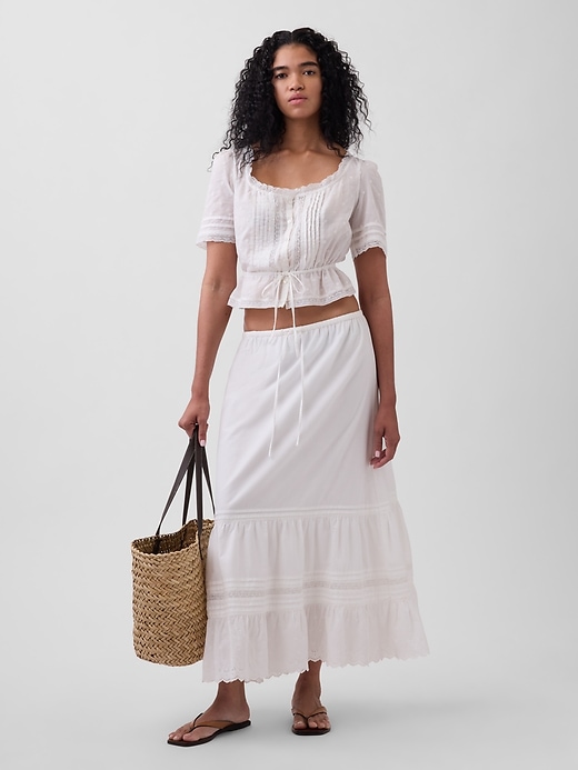 Image number 2 showing, Lace-Trim Peplum Top