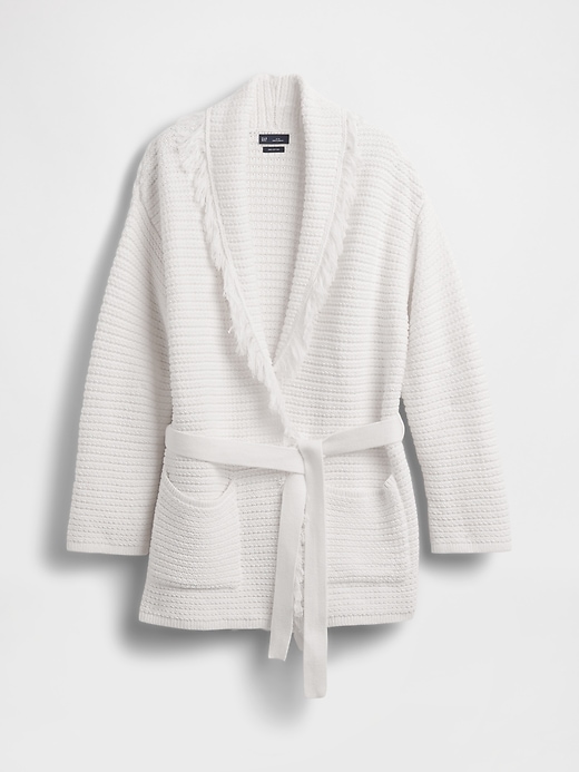 Image number 5 showing, 100% Cotton Oversized Fringe Shawl Cardigan