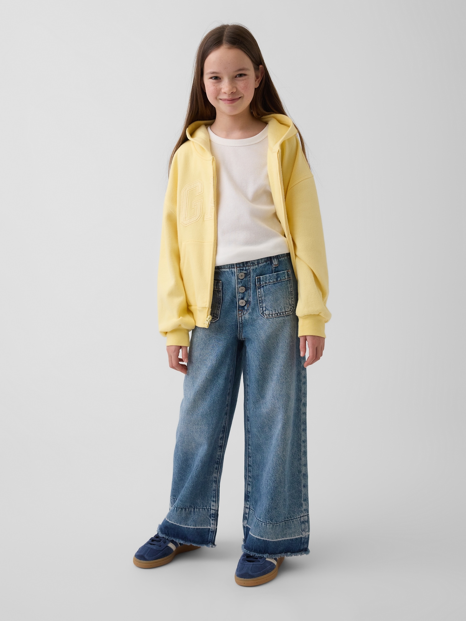 Kids High Rise Stride Wide-Leg Ankle Jeans