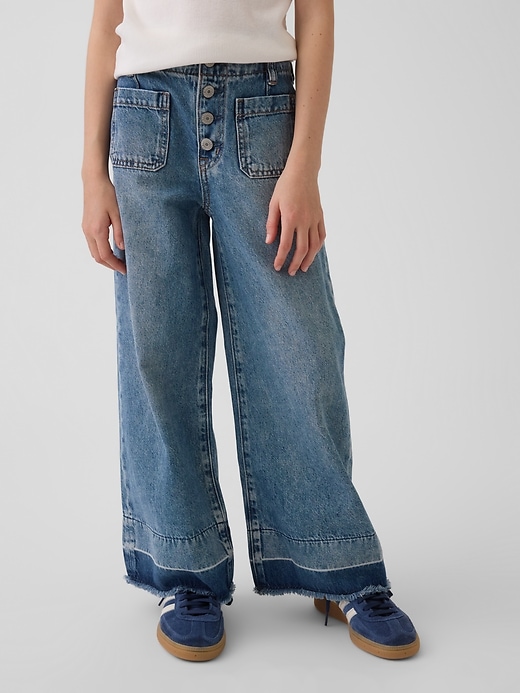 Image number 3 showing, Kids High Rise Stride Wide-Leg Ankle Jeans