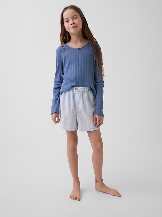 Image number 1 showing, Kids Recycled Poplin PJ Boxer Shorts