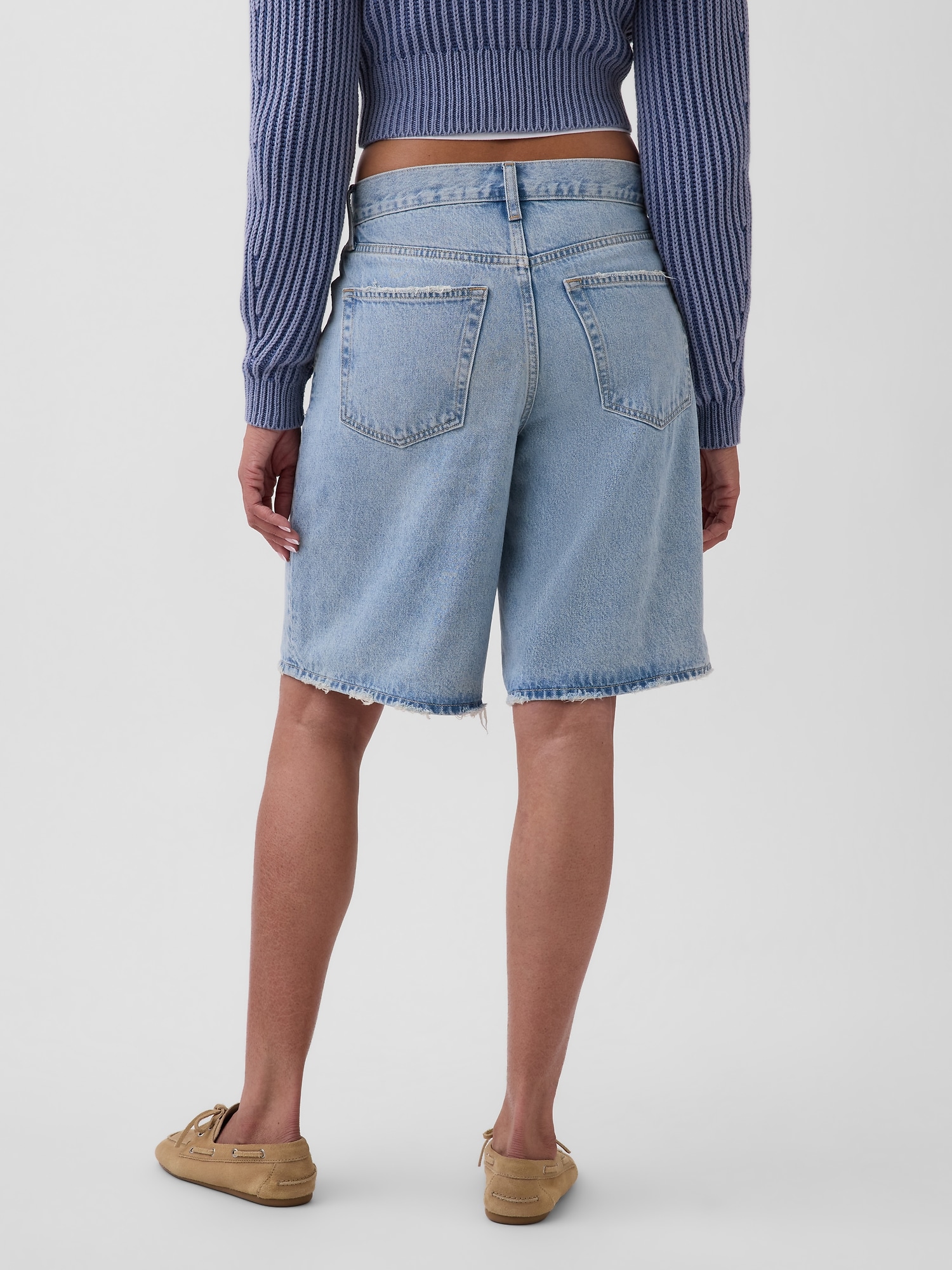 11" Mid Rise Longline Denim Shorts
