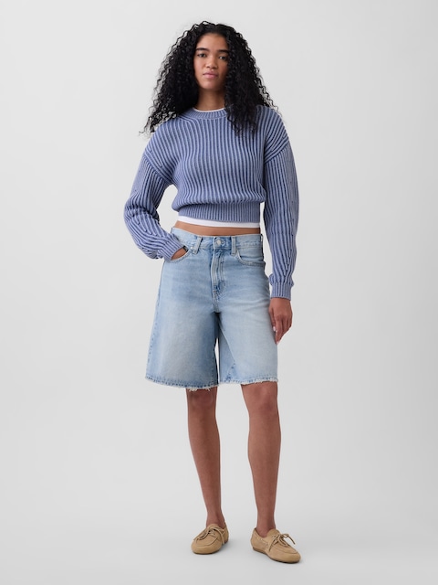 11" Mid Rise Longline Denim Shorts