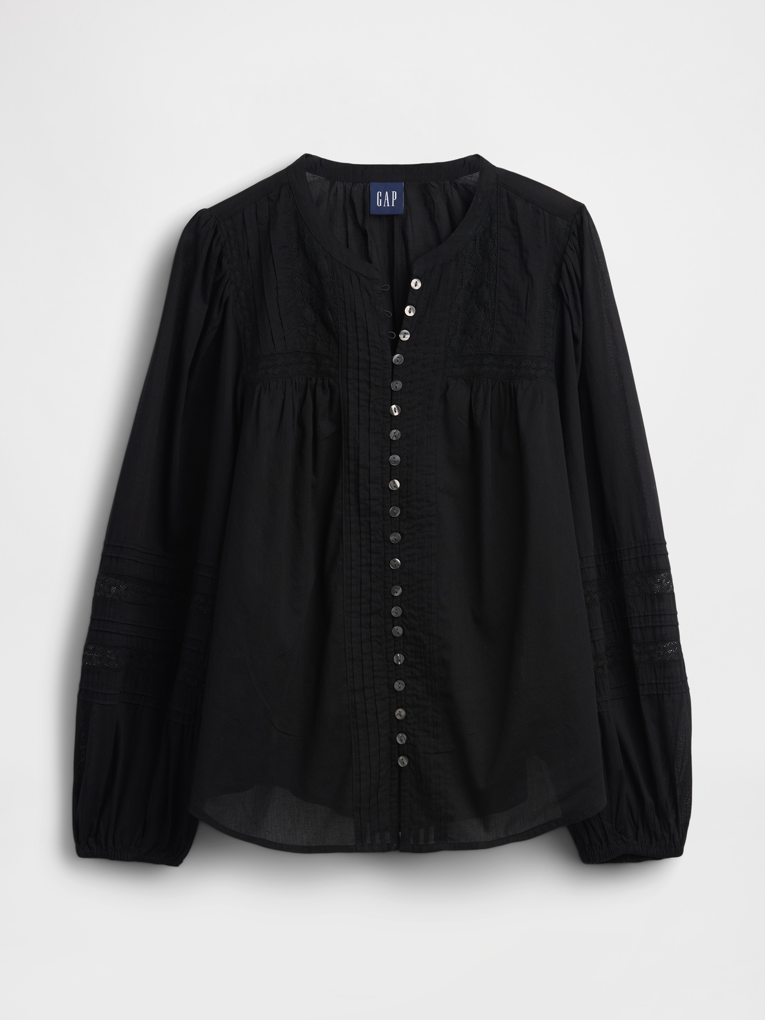 Lace-Trim Pintuck Top