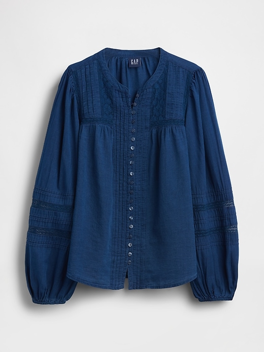 Image number 5 showing, Lace-Trim Pintuck Top