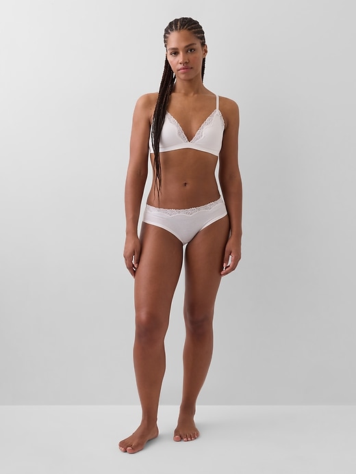 Image number 3 showing, Organic Stretch Cotton Lace-Trim Hipster