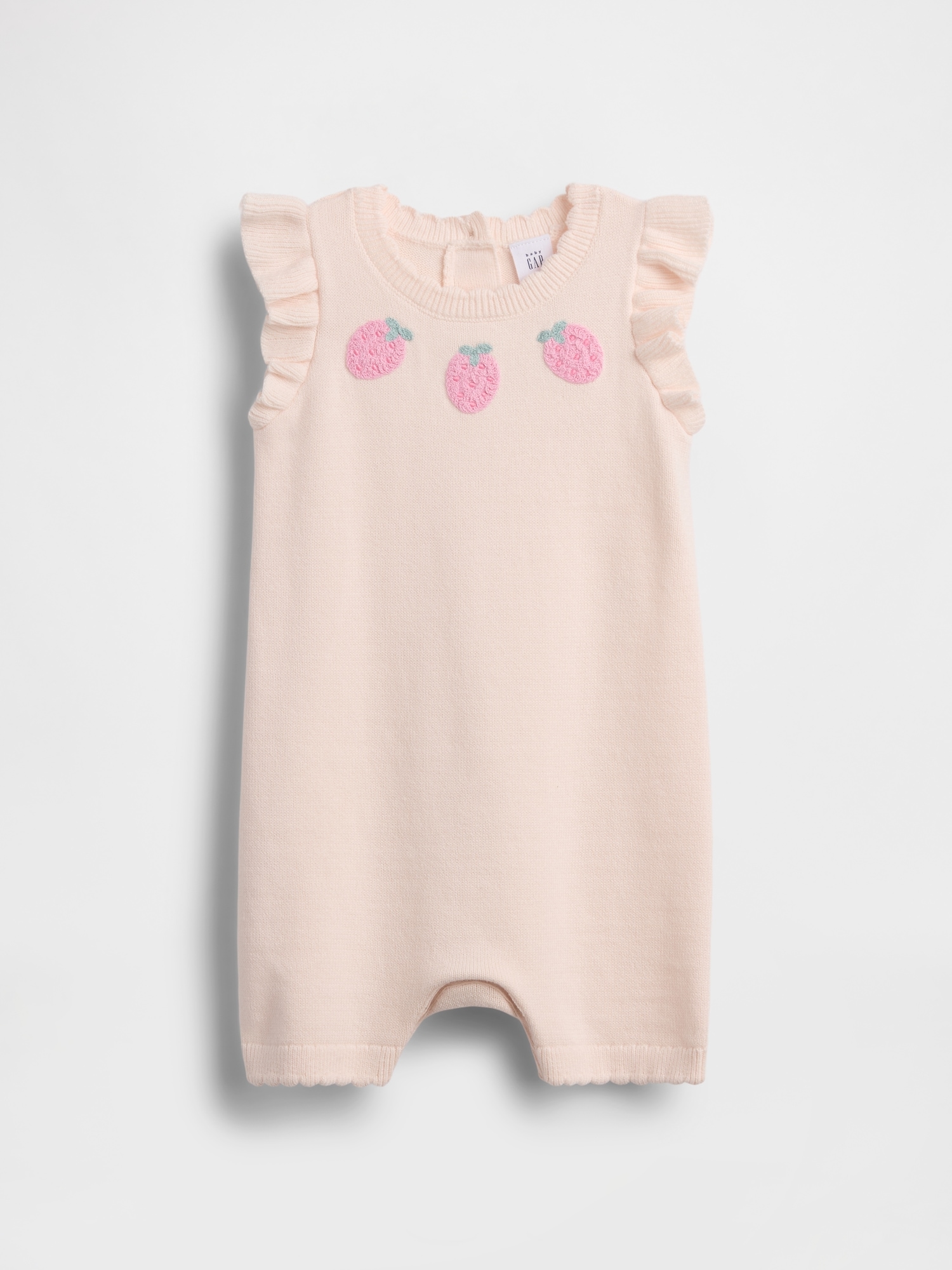 UNE-PIÈCE COURT EN TRICOT À MOTIF DE FRAISES POUR BÉBÉ