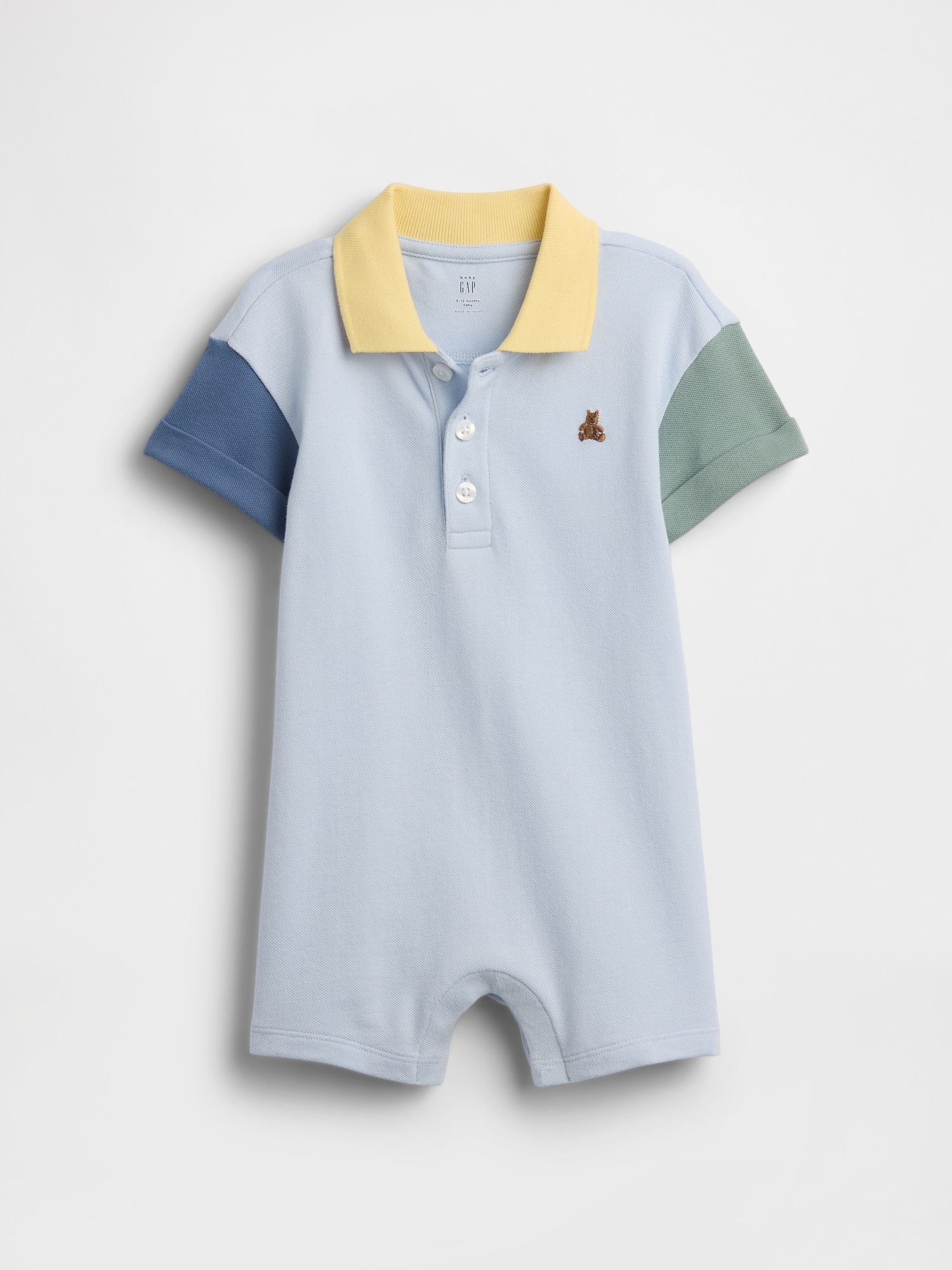 Baby Colorblock Pique Polo Shorty One-Piece