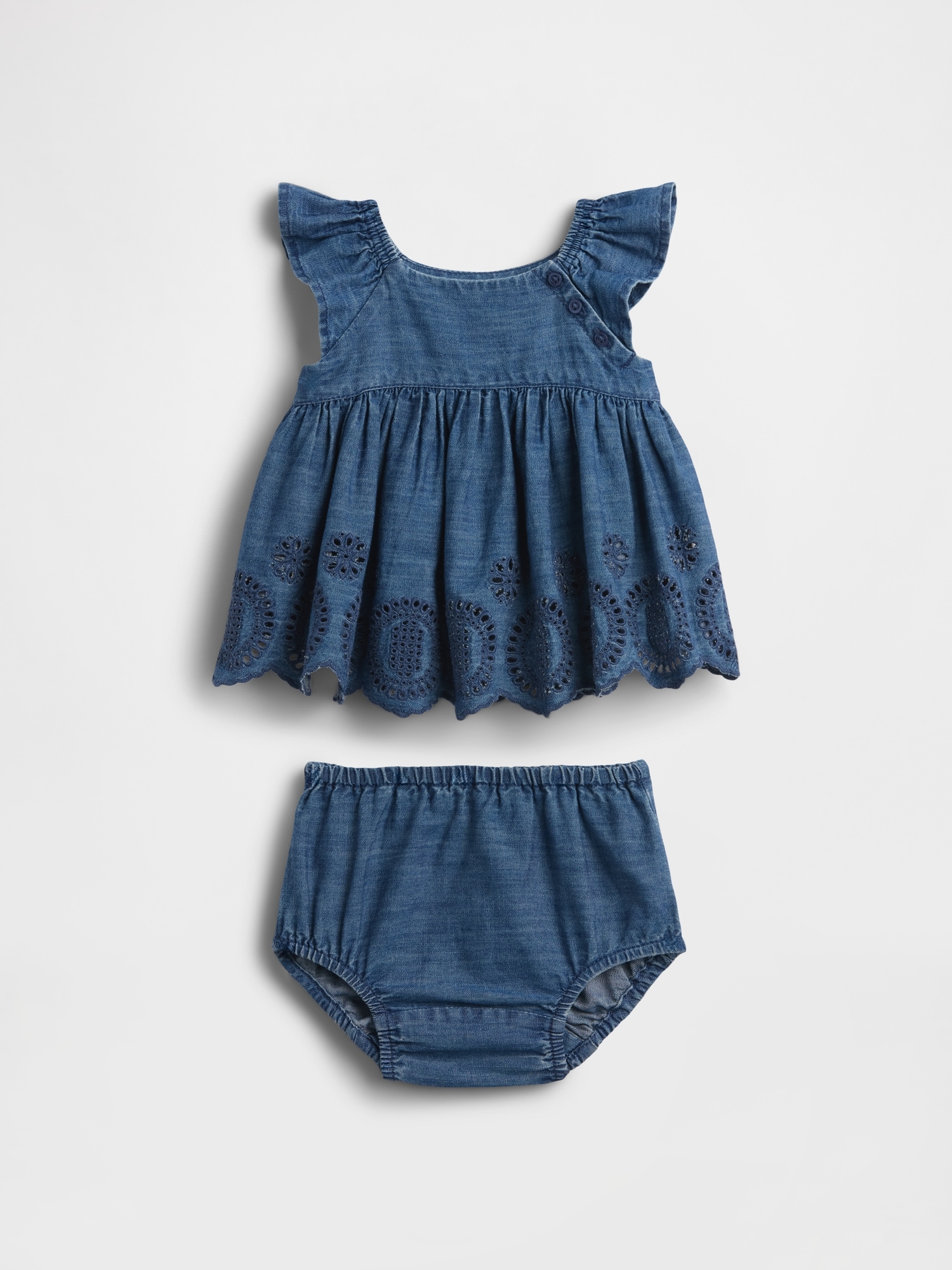 Baby Denim Eyelet Outfit Set