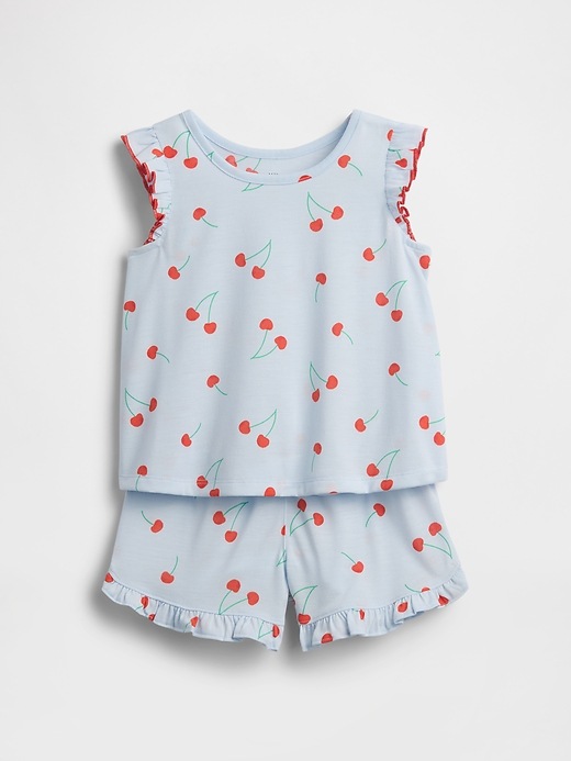 Image number 1 showing, Baby & Toddler Recycled Ruffle Fruit PJ Short Set