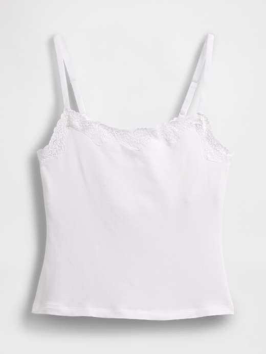 L'image numéro 5 présente Camisole en coton biologique extensible à bordure en dentelle