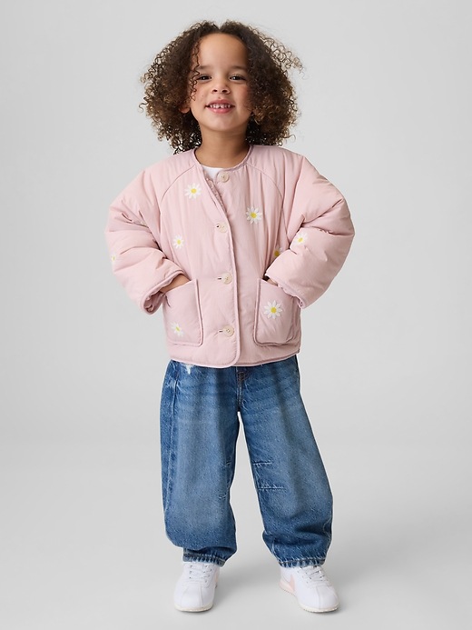 Image number 1 showing, Baby & Toddler Floral Embroidered Quilted Jacket
