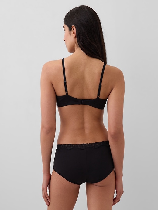 Image number 2 showing, Organic Stretch Cotton Lace-Trim Triangle Bra