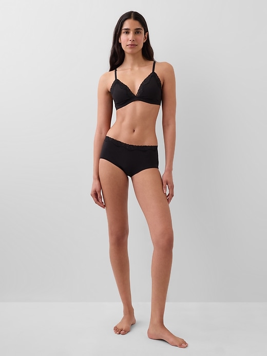 Image number 4 showing, Organic Stretch Cotton Lace-Trim Triangle Bra