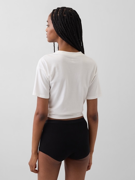 L'image numéro 2 présente Short court taille haute en coton biologique extensible