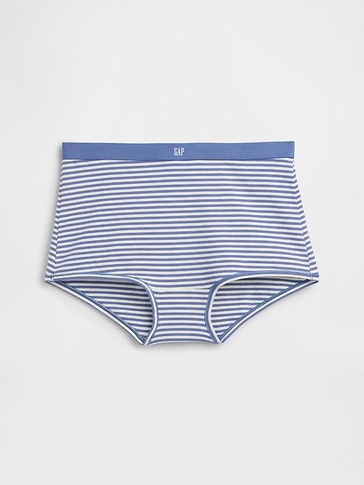 L'image numéro 3 présente Short court taille haute en coton biologique extensible