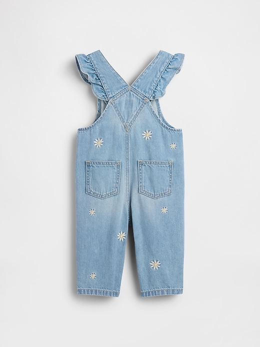 Image number 2 showing, Baby Embroidered Floral Denim Overalls